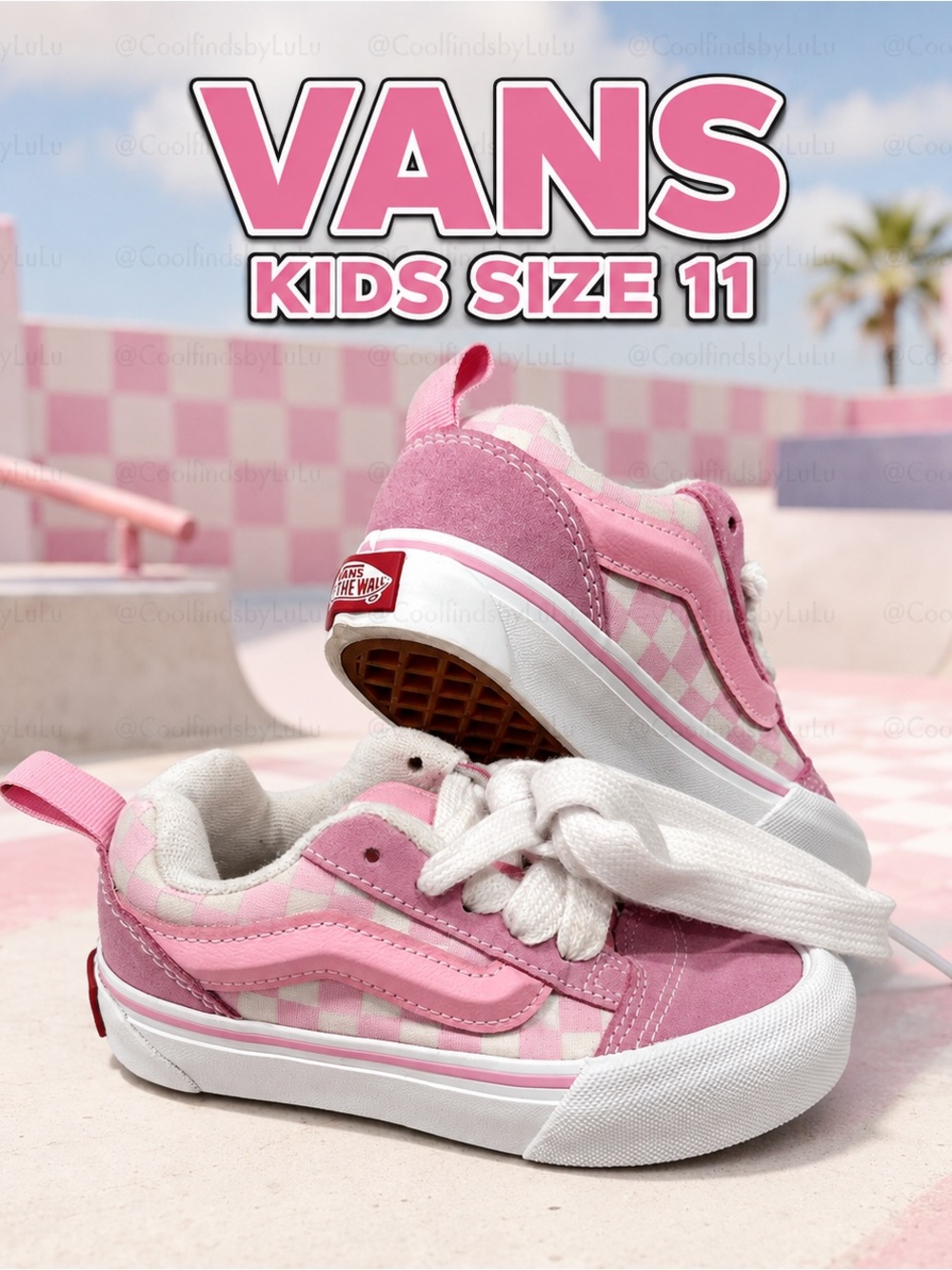 Vans Kids Pink Checkerboard Old Skool Sneakers